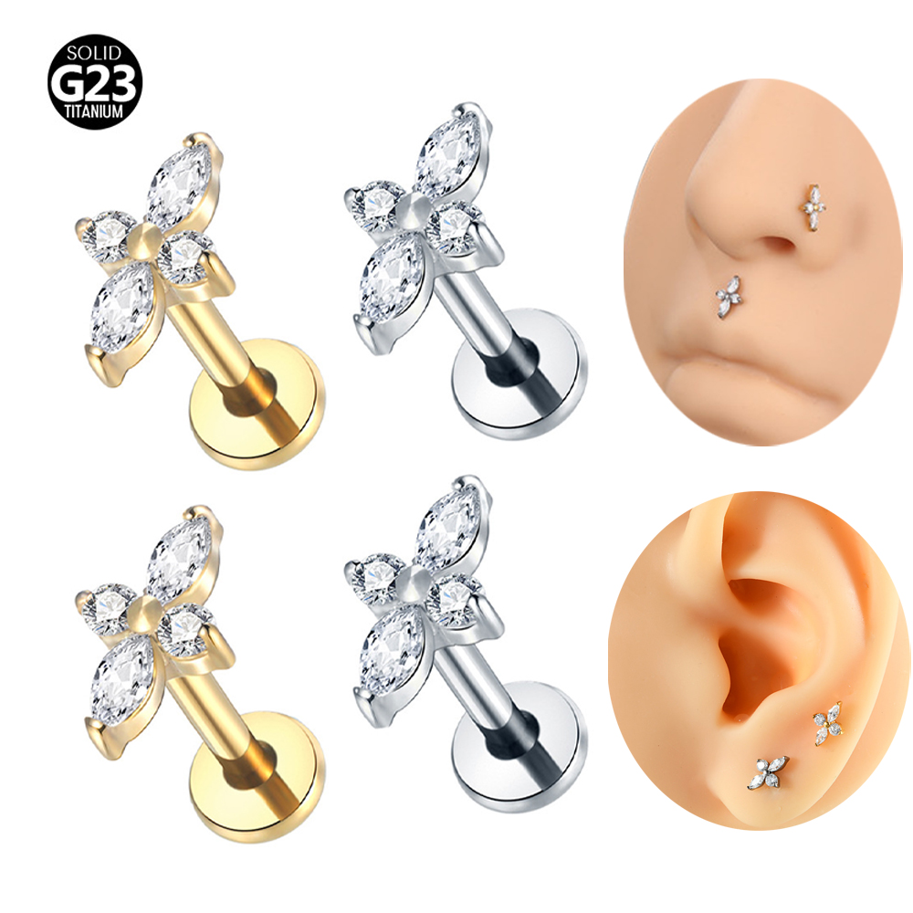 1PC G23 チタン製ラブレットピアスジュエリー フラット - Flat Back Labret Stud のレビューと価格