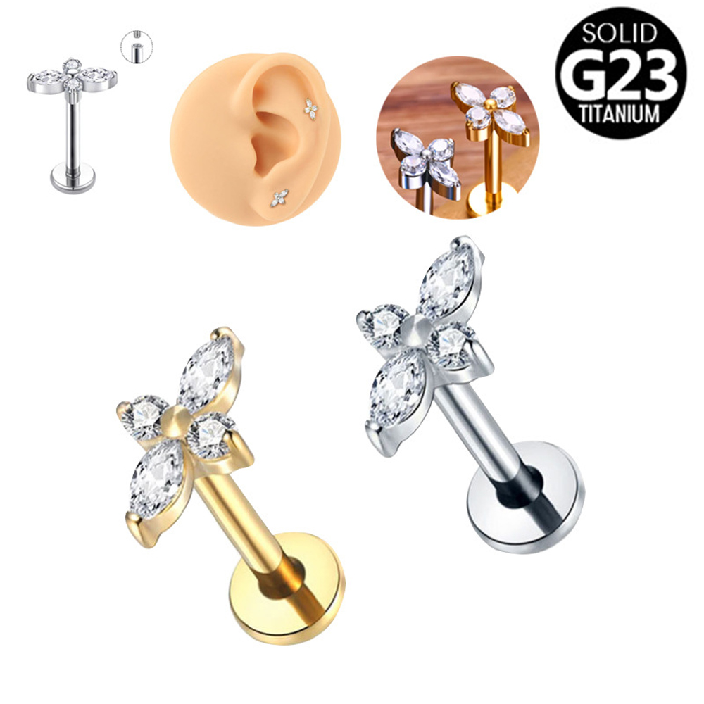 1PC G23 チタン製ラブレットピアスジュエリー フラット - Flat Back Labret Stud のレビューと価格