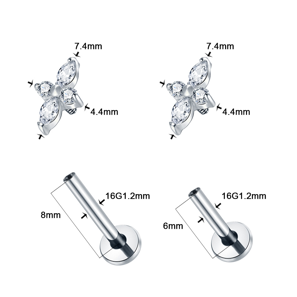 1PC G23 チタン製ラブレットピアスジュエリー フラット - Flat Back Labret Stud のレビューと価格