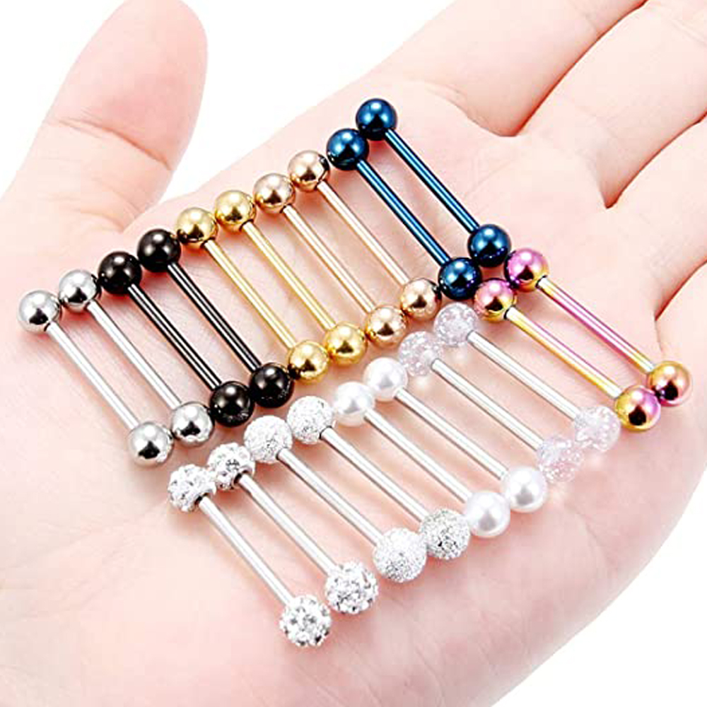 14グラム舌リング乳首リング外科鋼バーベルnipplerin - Body Jewelry Nipple Rings のレビューと価格