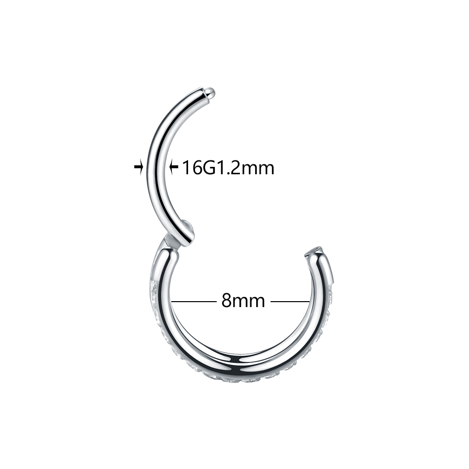 1pc チタン軟骨フープイヤリングジルコンハートヒンジセグメ - Body Jewelry Septum のレビューと価格