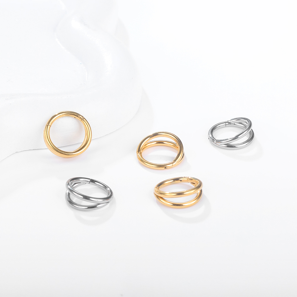 1pc チタン軟骨フープイヤリングジルコンハートヒンジセグメ - Body Jewelry Septum のレビューと価格