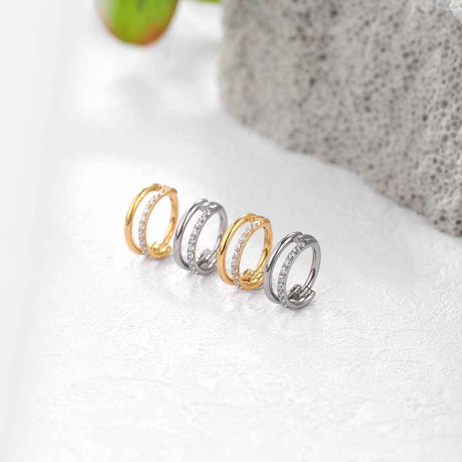 1pc チタン軟骨フープイヤリングジルコンハートヒンジセグメ - Body Jewelry Septum のレビューと価格