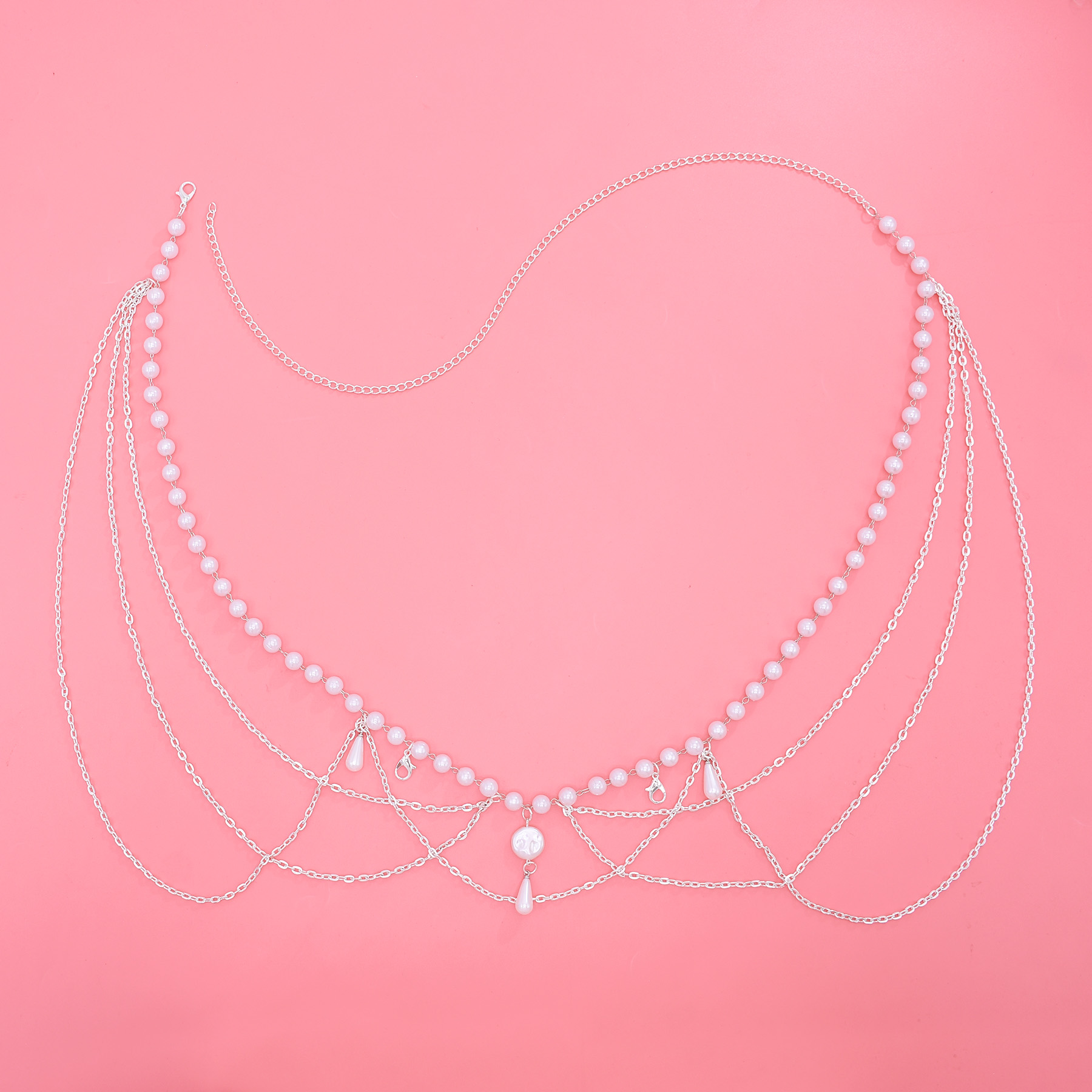 セクシーなウエストチェーンベルト多層模造真珠ベリーボディチェ - Body Jewelry Online のレビューと価格