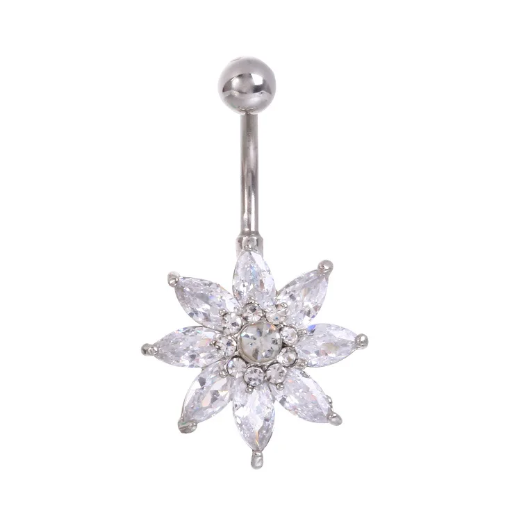 ステンレス鋼の指輪,クリスタル,フラワー,ベリー,蓮の形,ピ - Body Jewelry Hot のレビューと価格