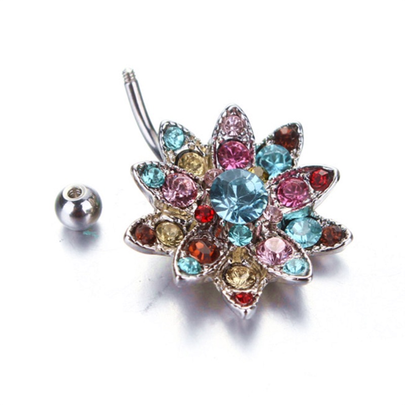 ステンレス鋼の指輪,クリスタル,フラワー,ベリー,蓮の形,ピ - Body Jewelry Hot のレビューと価格