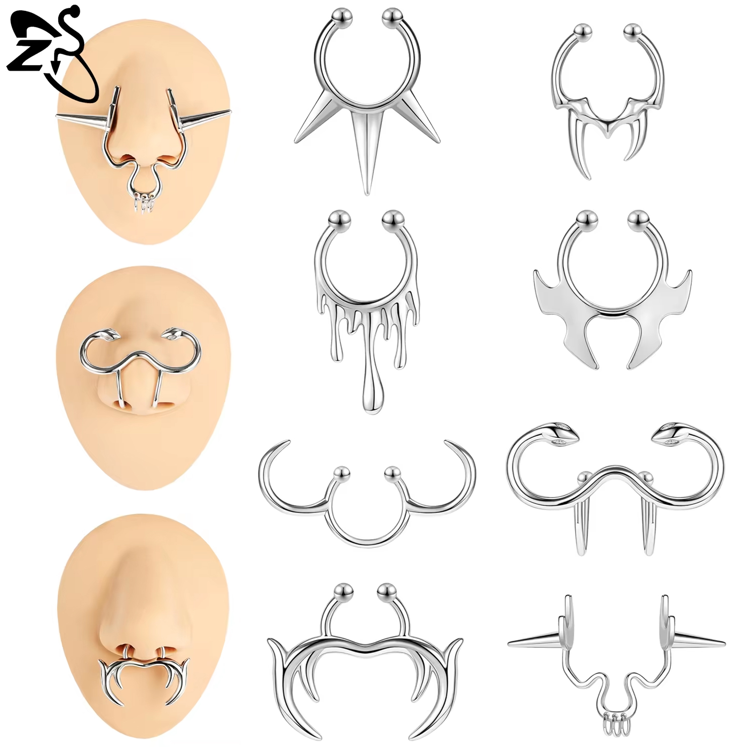 Zs-男性と女性のためのパンクスタイルの偽のセプタムリング、 - Body Jewelry Septum のレビューと価格