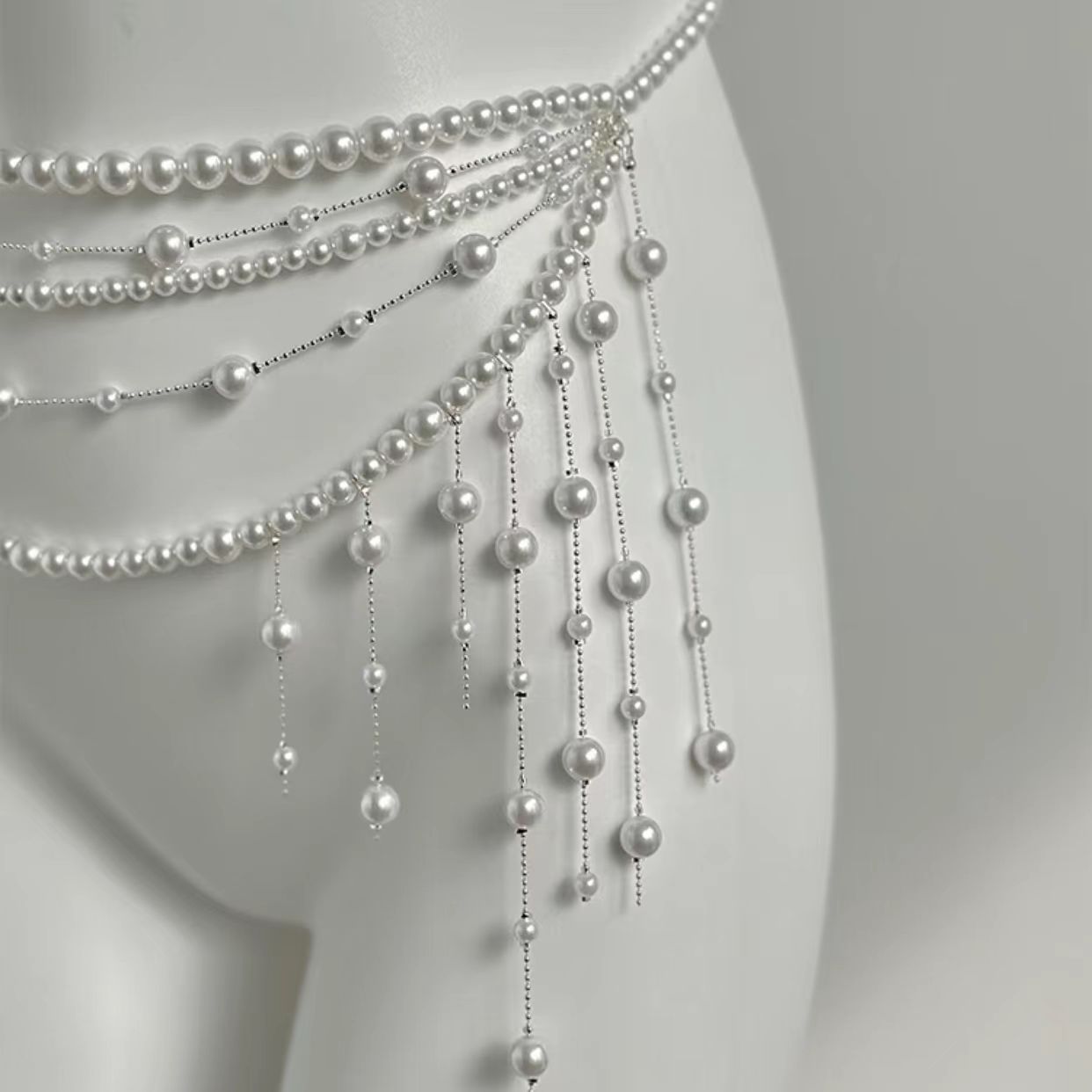 豪華な多層パールタッセルウエストチェーン レディース エレガ - Body Jewelry High End のレビューと価格