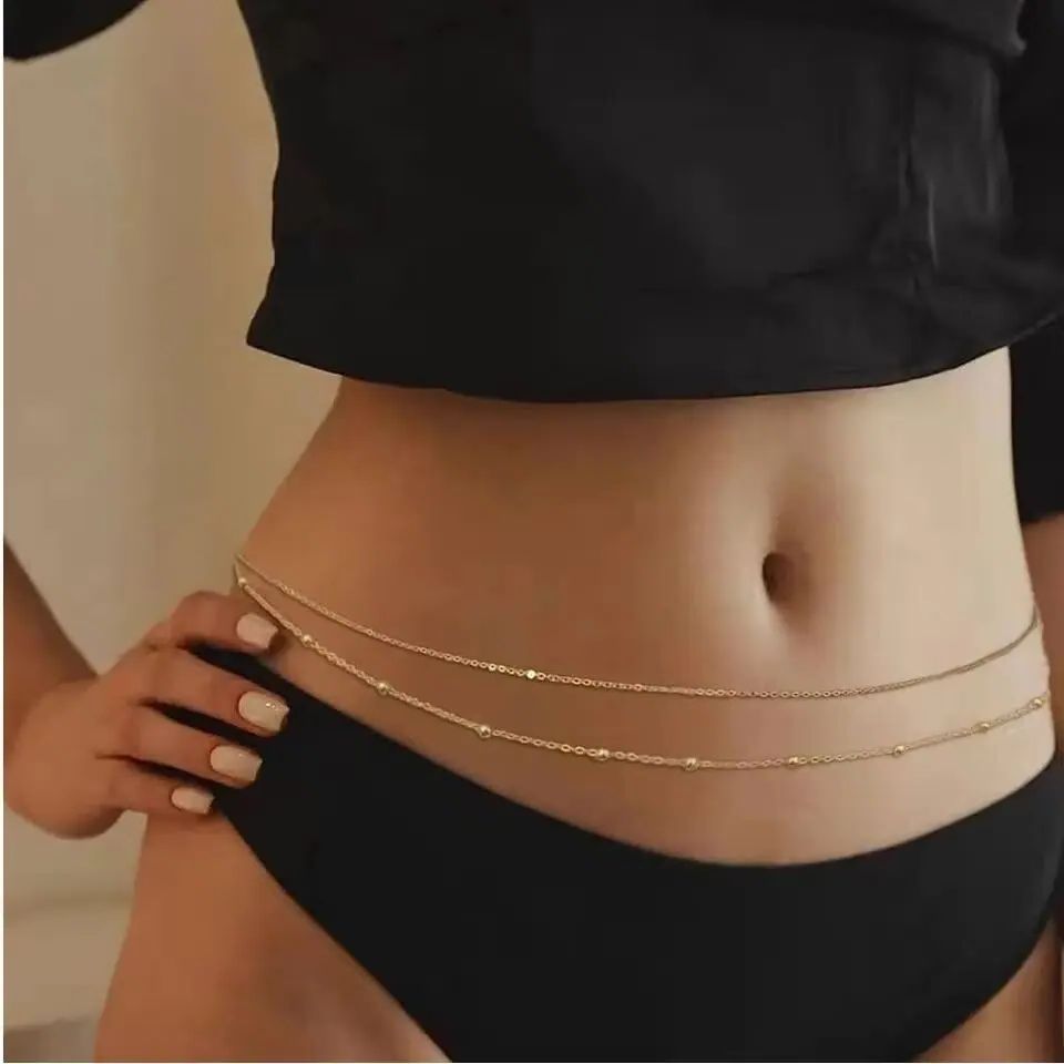 ヒップホップ二層ベリーチェーン女性のための Y2K ゴールド - Body Jewelry Online のレビューと価格