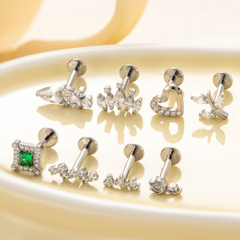 1個 G23 チタン製 ハート軟骨スタッドピアス 16G 内 - Flat Back Labret Stud のレビューと価格
