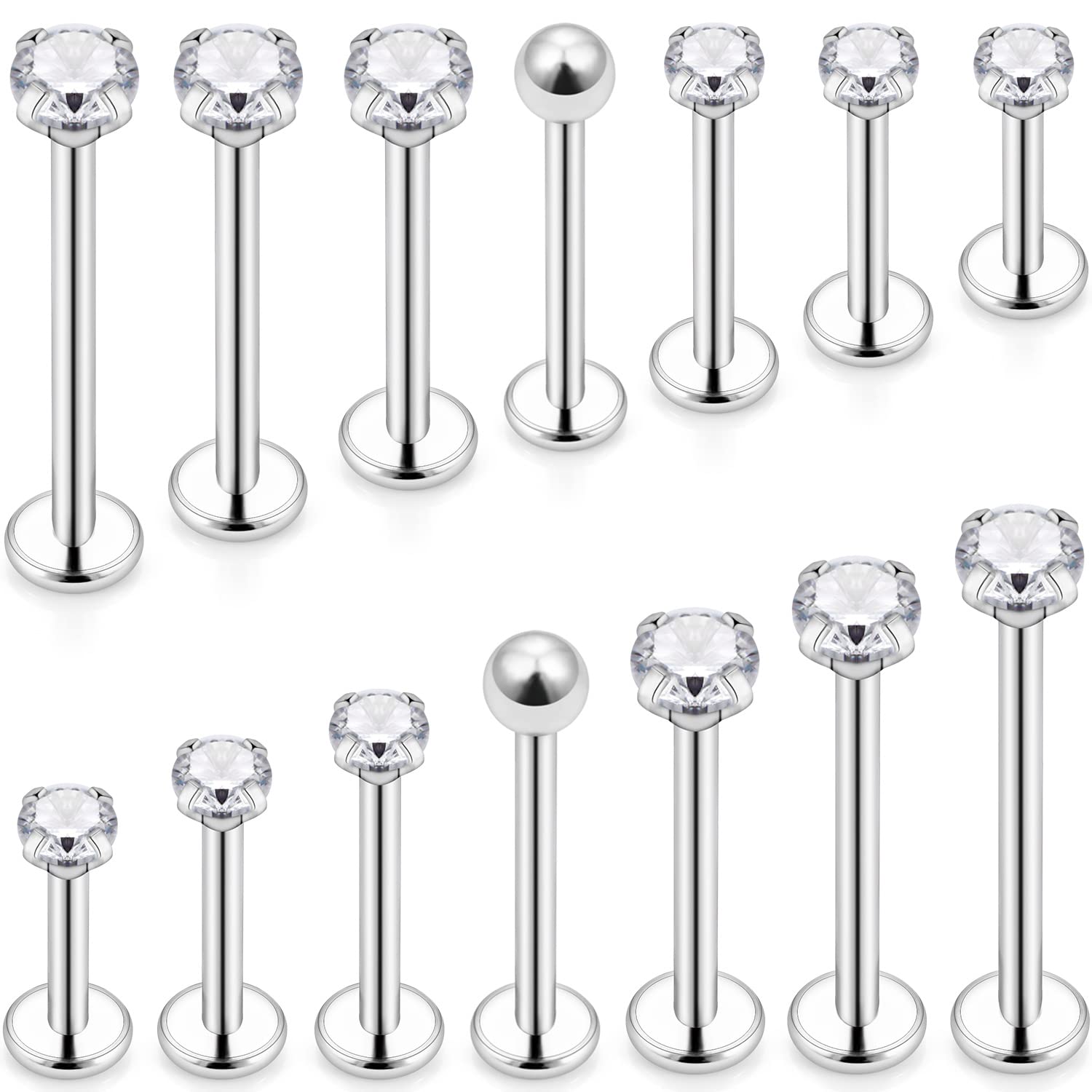 16 G異なるサイズの平背ネジ柱316 L外科鋼製Labre - Flat Back Labret Stud のレビューと価格