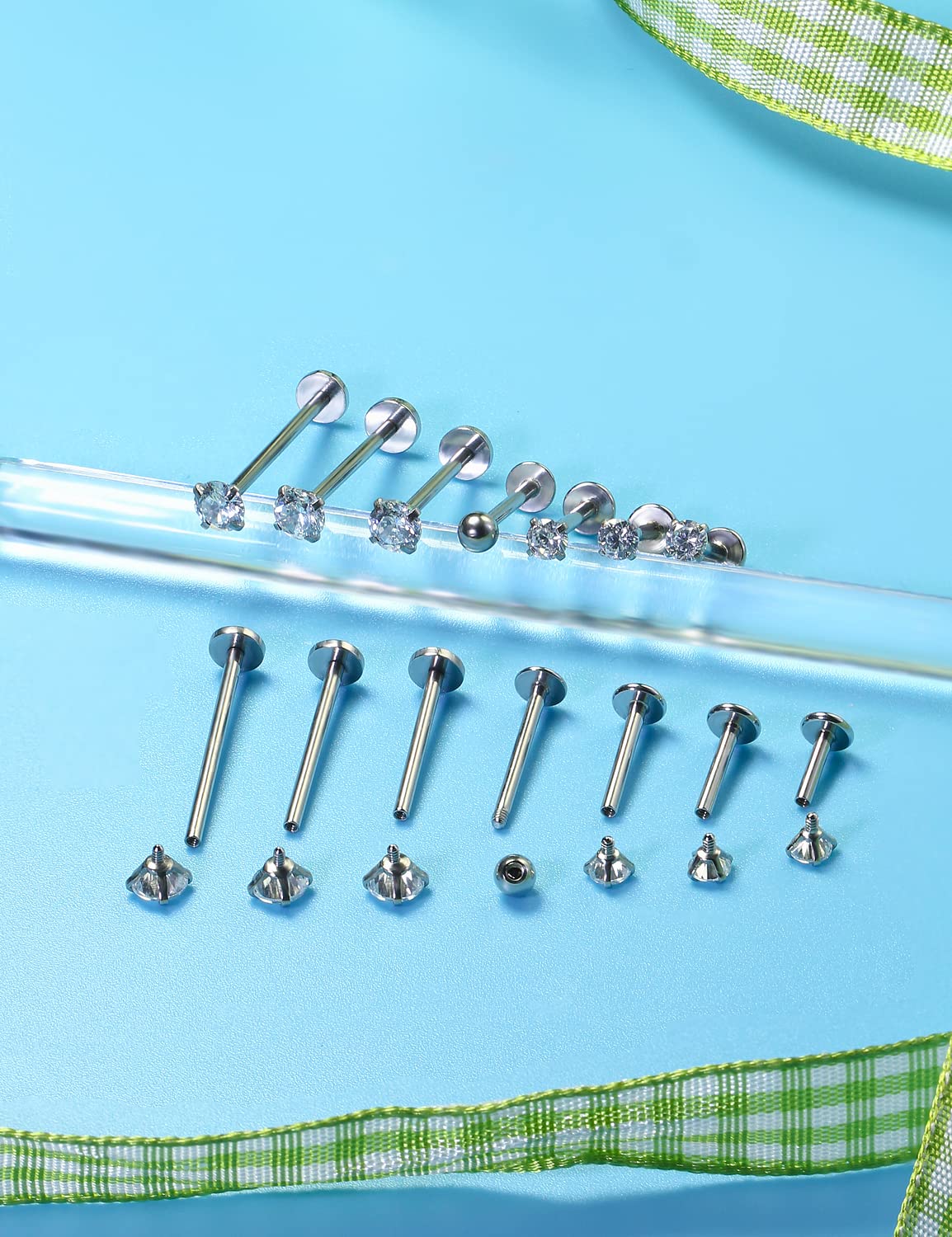 16 G異なるサイズの平背ネジ柱316 L外科鋼製Labre - Flat Back Labret Stud のレビューと価格