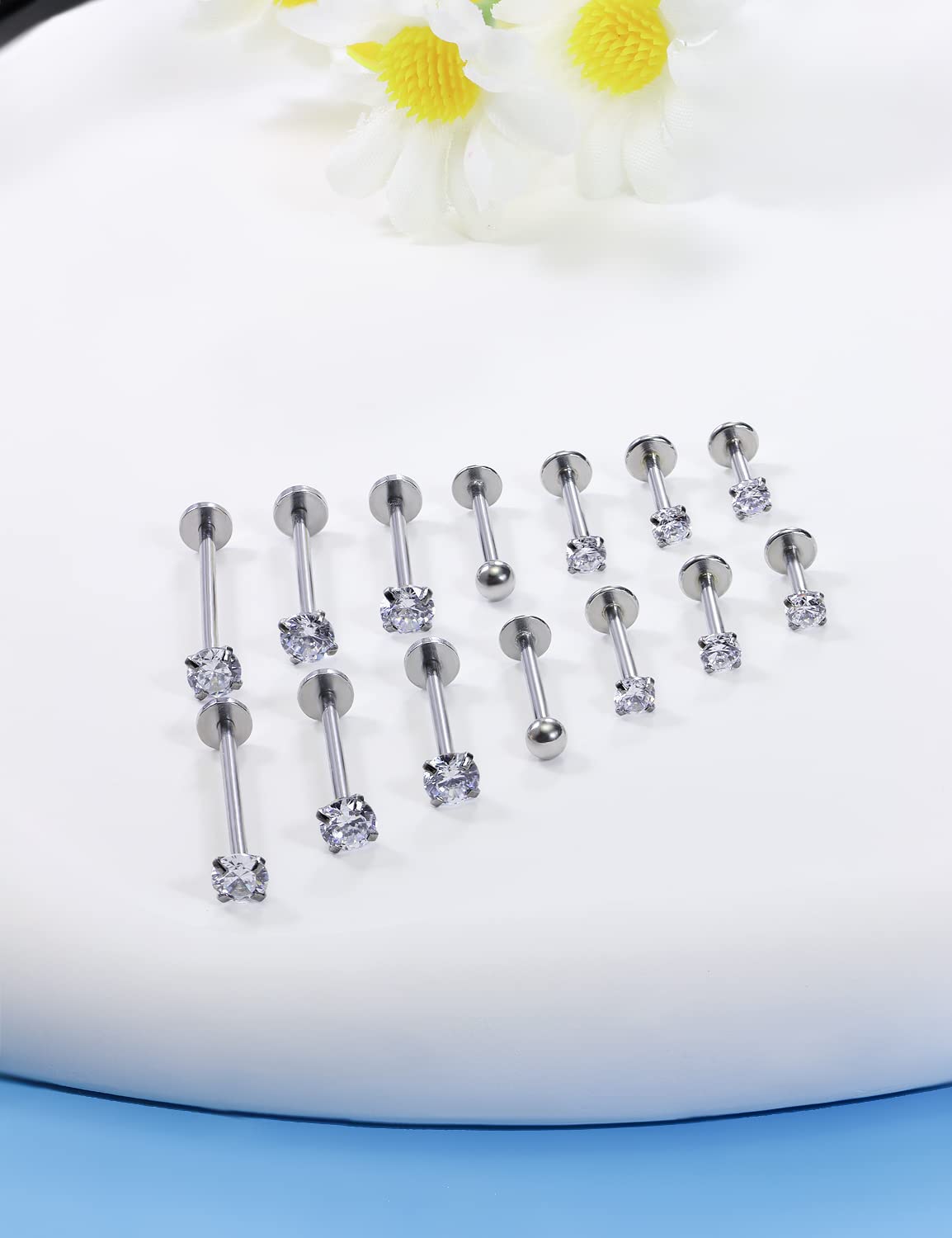 16 G異なるサイズの平背ネジ柱316 L外科鋼製Labre - Flat Back Labret Stud のレビューと価格