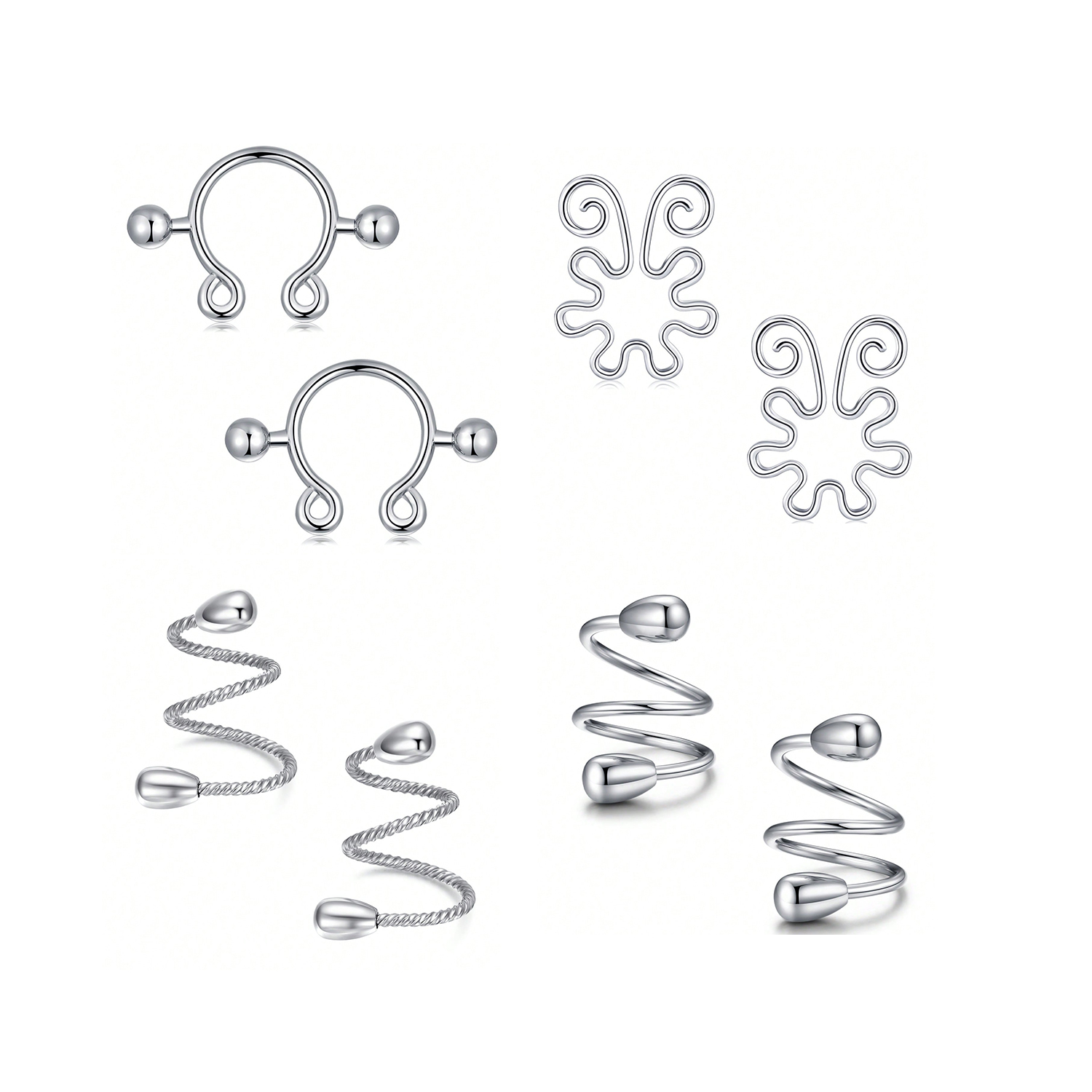 女性用ステンレス乳首リング,偽の乳首ピアスジュエリー,調整可 - Body Jewelry Nipple Rings のレビューと価格