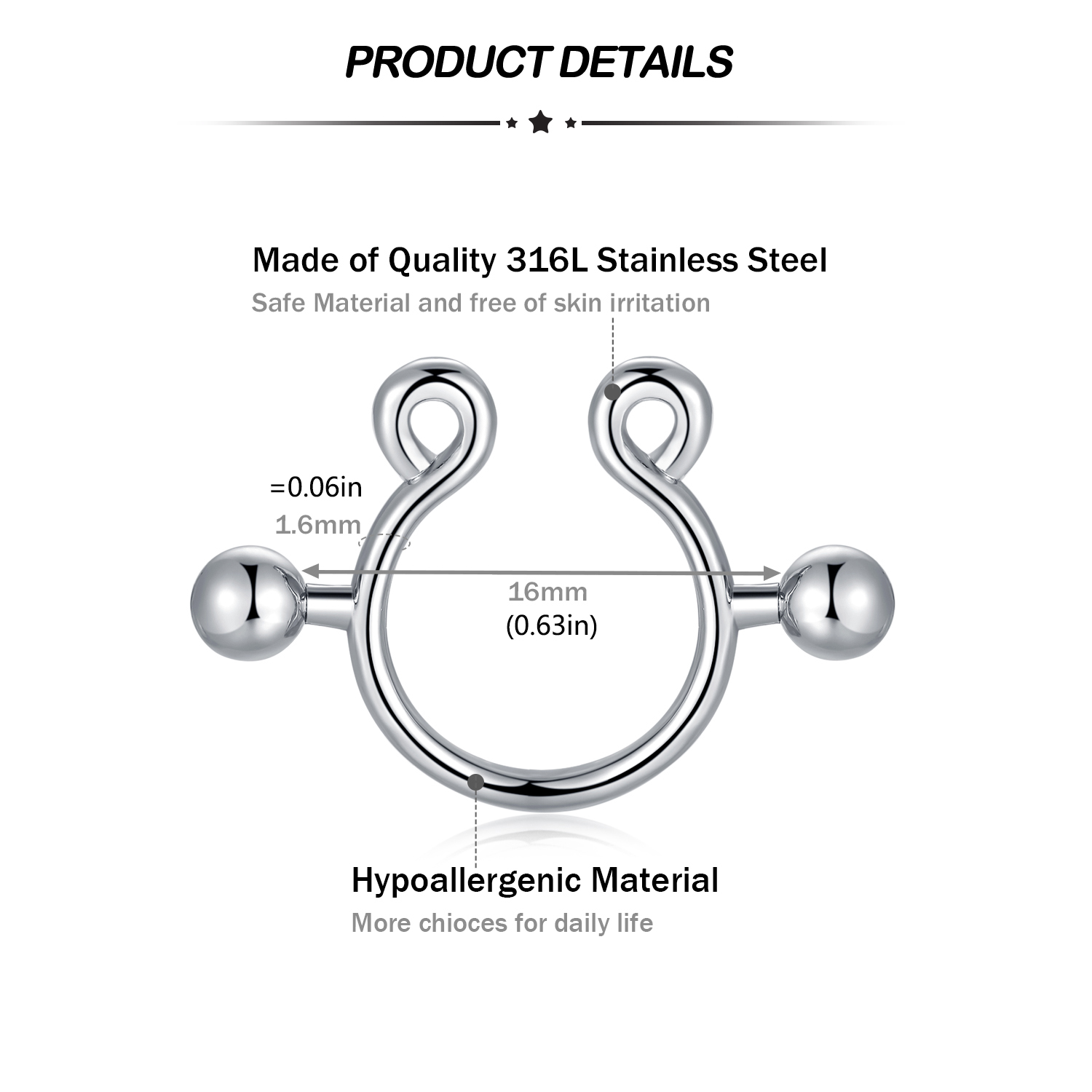 女性用ステンレス乳首リング,偽の乳首ピアスジュエリー,調整可 - Body Jewelry Nipple Rings のレビューと価格
