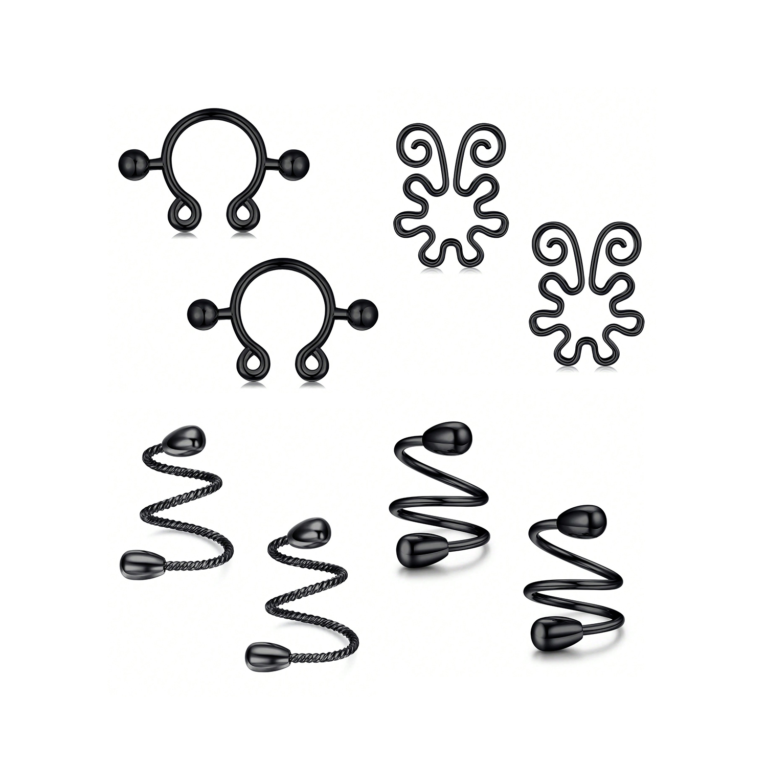 女性用ステンレス乳首リング,偽の乳首ピアスジュエリー,調整可 - Body Jewelry Nipple Rings のレビューと価格